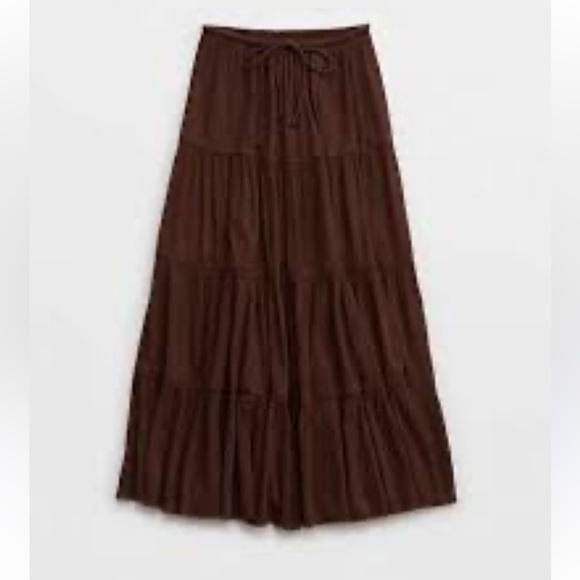 Aerie Beach Club Tiered Maxi Skirt brown size Small - Picture 4 of 7